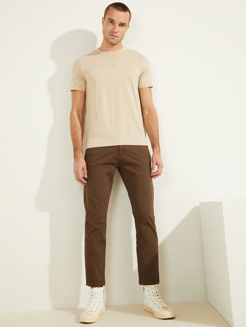 Guess Embroidered Logo Tee Beige | GUESS-SN30540
