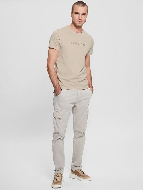 Guess Embroidered Logo Tee Beige | GUESS-SN30670