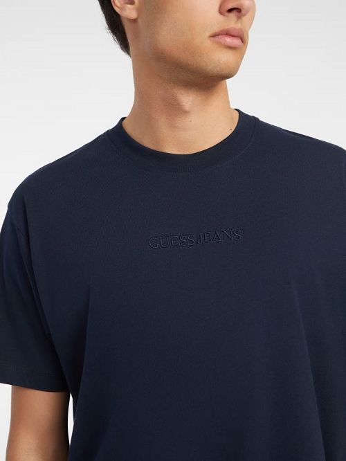Guess Embroidered Logo Tee Blauw | GUESS-SN30514