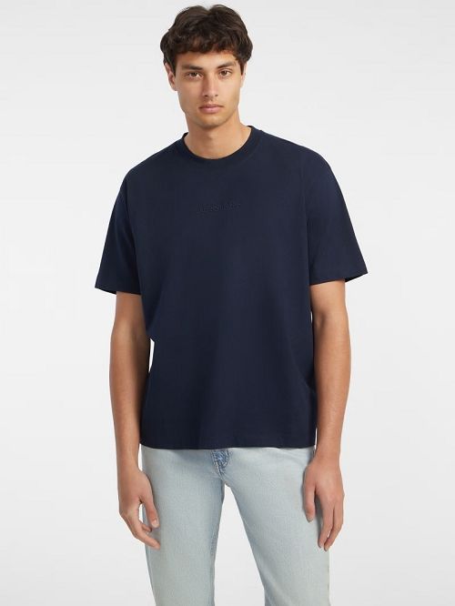 Guess Embroidered Logo Tee Blauw | GUESS-SN30514