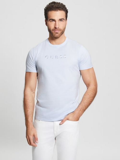 Guess Embroidered Logo Tee Blauw | GUESS-SN30543