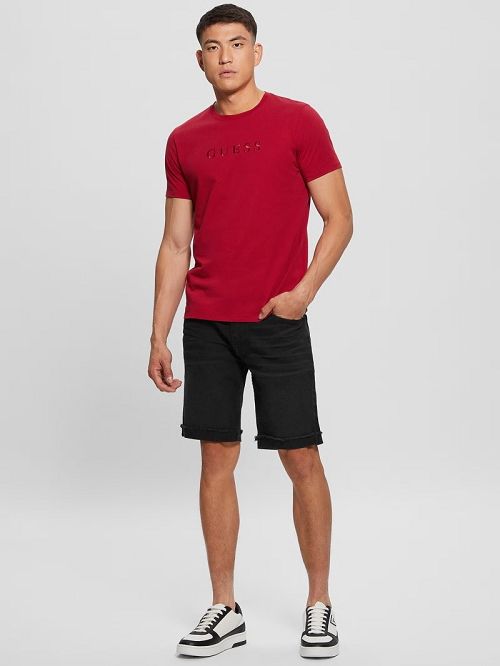 Guess Embroidered Logo Tee Rood | GUESS-SN30635