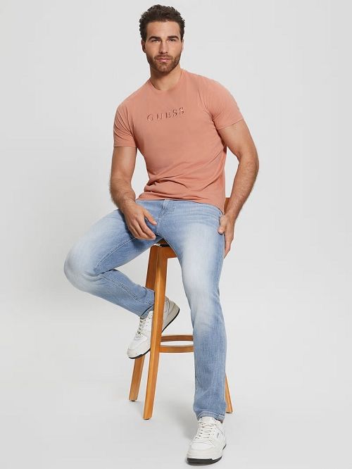 Guess Embroidered Logo Tee Roze | GUESS-SN30549
