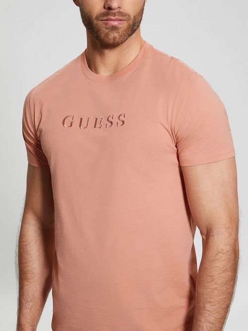 Guess Embroidered Logo Tee Roze | GUESS-SN30549