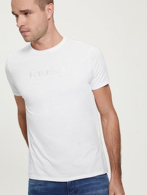 Guess Embroidered Logo Tee Wit | GUESS-SN30551