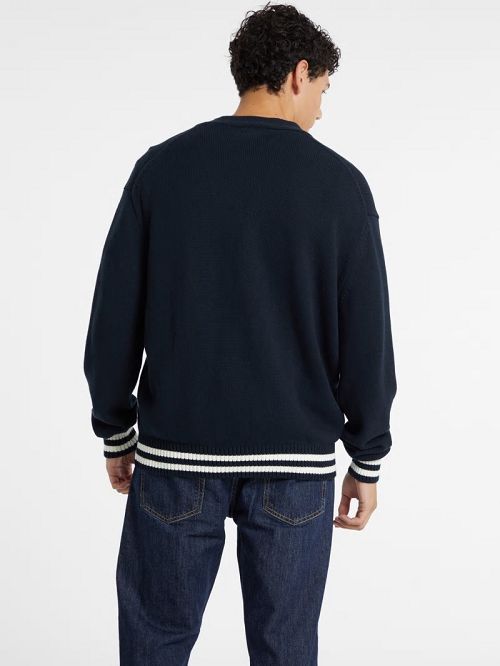 Guess Embroidered Logo Varsity Cardigan Blauw | GUESS-SN30909