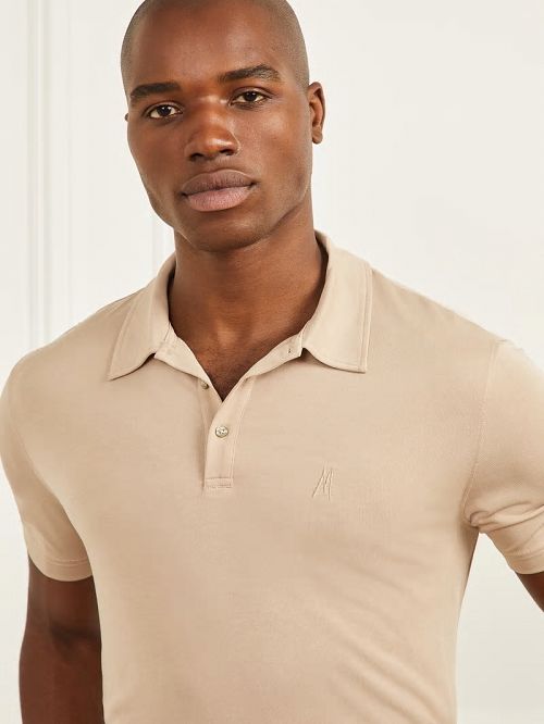 Guess Embroidered Polo Beige | GUESS-SN31141