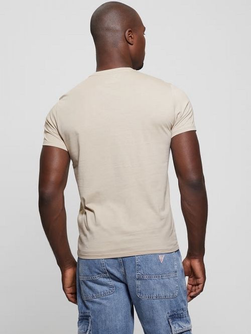 Guess Embroidered Signature Tee Beige | GUESS-SN30695