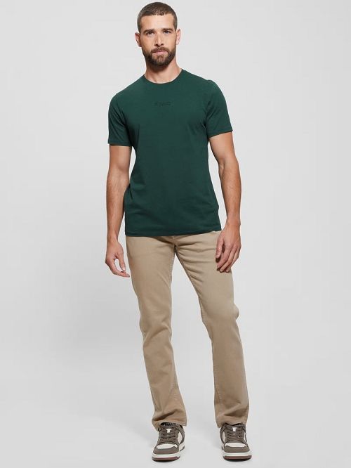 Guess Embroidered Signature Tee Groen | GUESS-SN30590