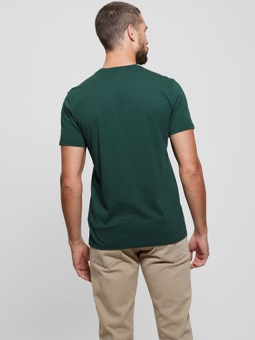 Guess Embroidered Signature Tee Groen | GUESS-SN30590