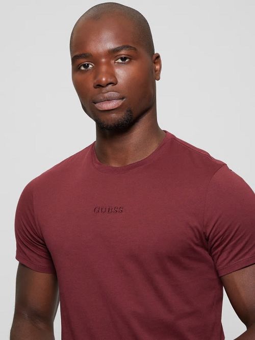 Guess Embroidered Signature Tee Rood | GUESS-SN30609