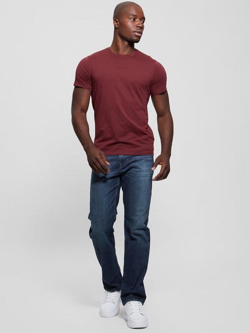 Guess Embroidered Signature Tee Rood | GUESS-SN30609