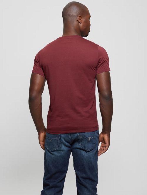 Guess Embroidered Signature Tee Rood | GUESS-SN30609