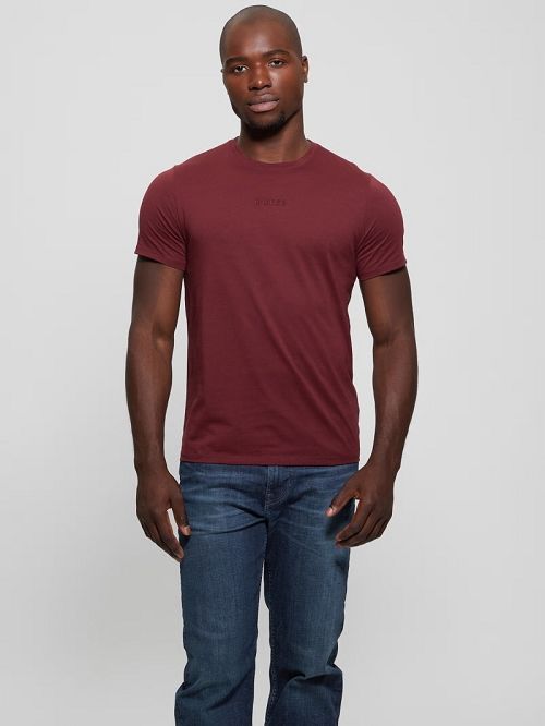 Guess Embroidered Signature Tee Rood | GUESS-SN30609