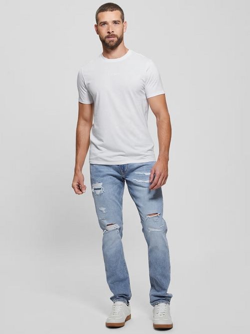 Guess Embroidered Signature Tee Wit | GUESS-SN30610
