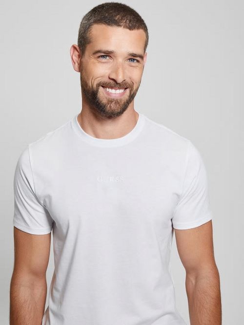 Guess Embroidered Signature Tee Wit | GUESS-SN30610