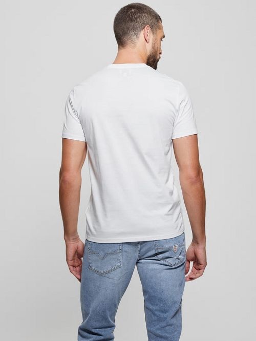 Guess Embroidered Signature Tee Wit | GUESS-SN30610