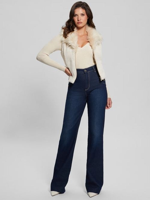 Guess Emma Faux-Fur Vest Wit | GUESS-SN27978