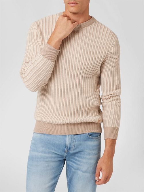 Guess Emmanuel Ribbed Sweater Beige | GUESS-SN31071
