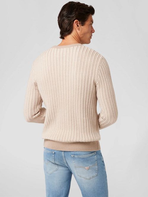 Guess Emmanuel Ribbed Sweater Beige | GUESS-SN31071