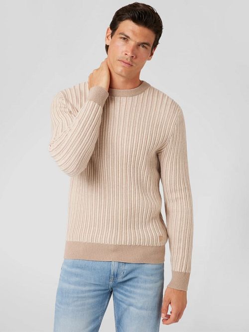 Guess Emmanuel Ribbed Sweater Beige | GUESS-SN31071