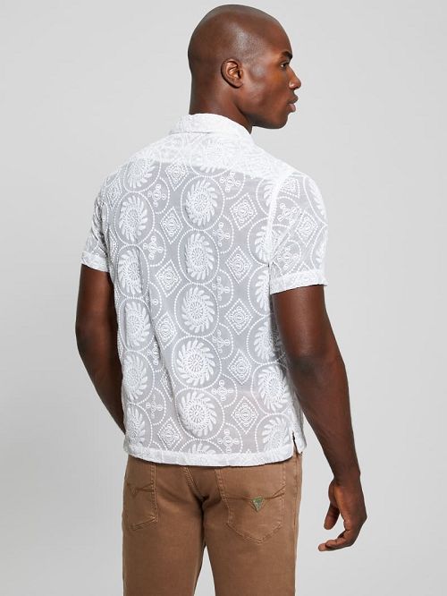 Guess Emory Embroidery Shirt Wit | GUESS-SN31275