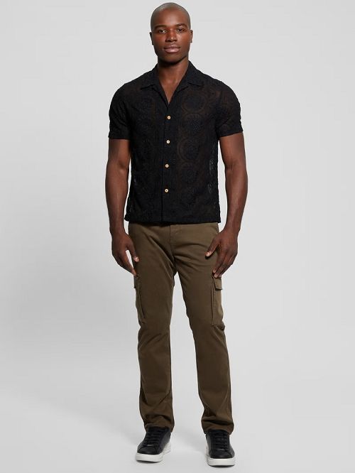 Guess Emory Embroidery Shirt Zwart | GUESS-SN31280