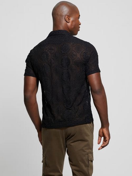 Guess Emory Embroidery Shirt Zwart | GUESS-SN31280