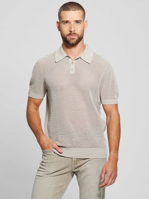 Guess Eric Herringbone Polo Beige | GUESS-SN31103