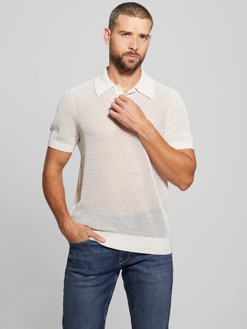 Guess Eric Herringbone Polo Wit | GUESS-SN31105