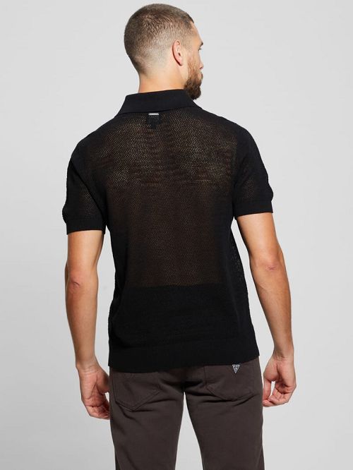 Guess Eric Herringbone Polo Zwart | GUESS-SN31104