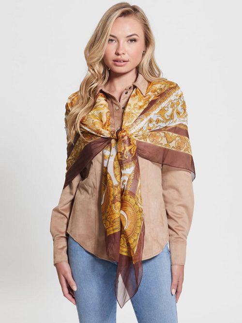 Guess Eryn Sheer Silk Scarf Bruin | GUESS-SN30194