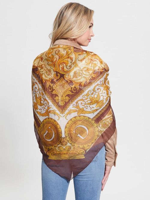 Guess Eryn Sheer Silk Scarf Bruin | GUESS-SN30194