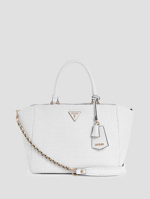 Guess Etel Woven Girlfriend Satchel Wit | GUESS-SN29212