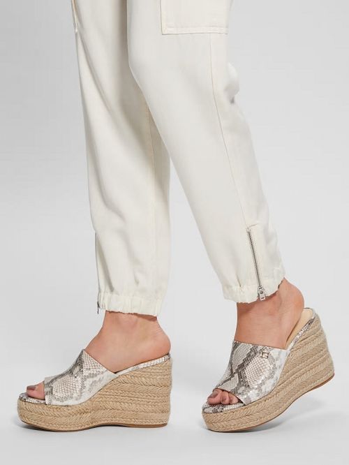 Guess Evba Embossed Espadrille Sandals Beige | GUESS-SN29762