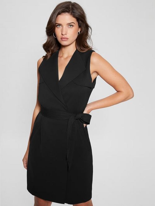 Guess Everly Trench Dress Zwart | GUESS-SN26867