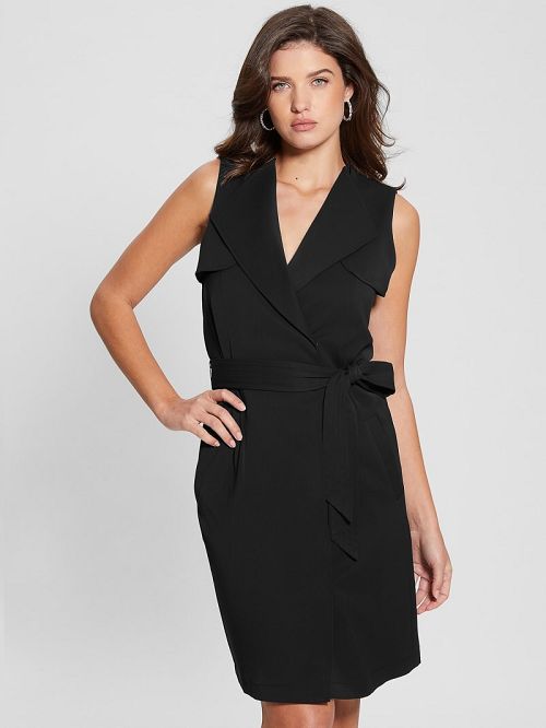 Guess Everly Trench Dress Zwart | GUESS-SN26867
