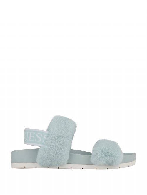 Guess Fabin Faux-Fur Sandal Blauw | GUESS-SN29649