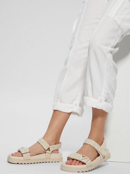 Guess Fabrica Woven Sandals Wit | GUESS-SN29731