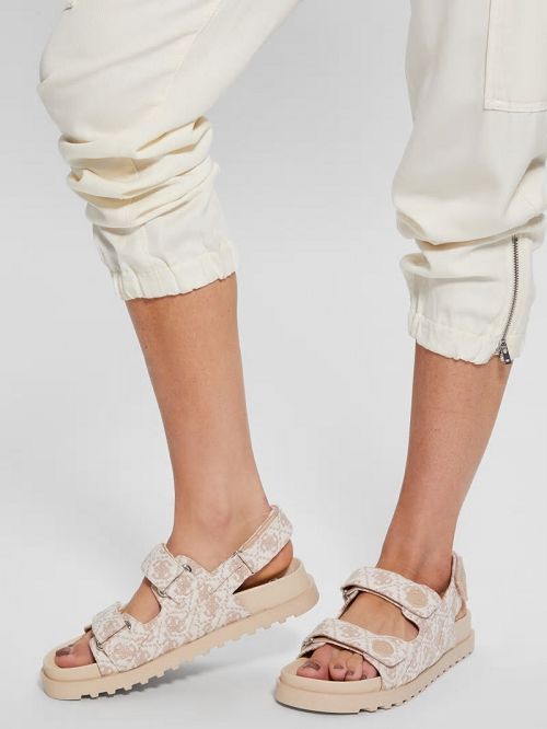 Guess Fadey Signature Sandals Beige | GUESS-SN29718