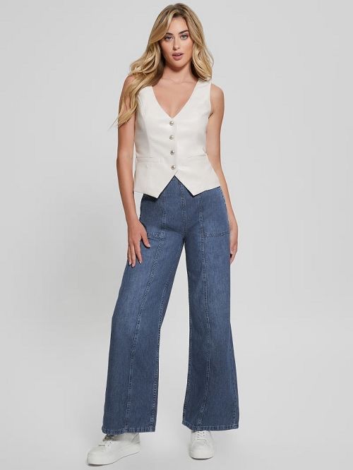 Guess Fatima Faux-Leather Vest Wit | GUESS-SN27491