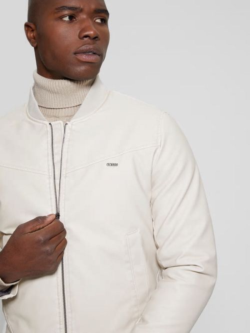 Guess Faux-Leather Aviator Jacket Wit | GUESS-SN30769