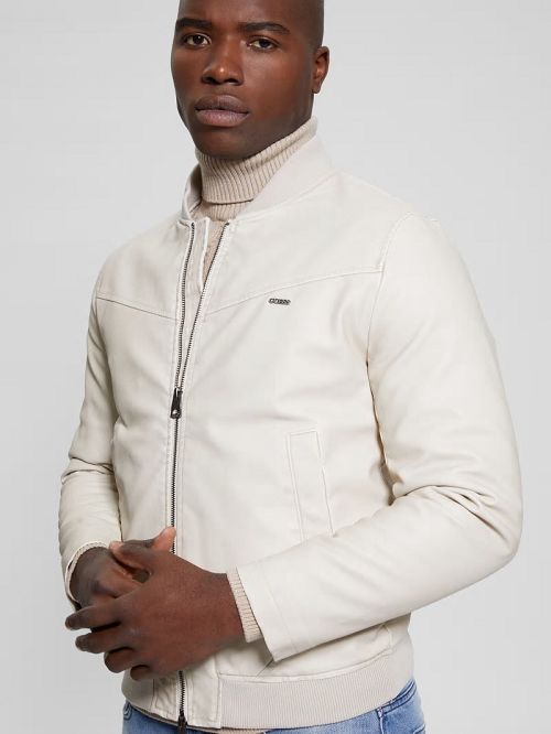 Guess Faux-Leather Aviator Jacket Wit | GUESS-SN30769