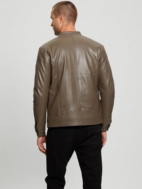 Guess Faux-Leather Biker Jacket Bruin | GUESS-SN30773