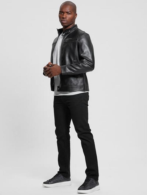Guess Faux-Leather Biker Jacket Zwart | GUESS-SN30813