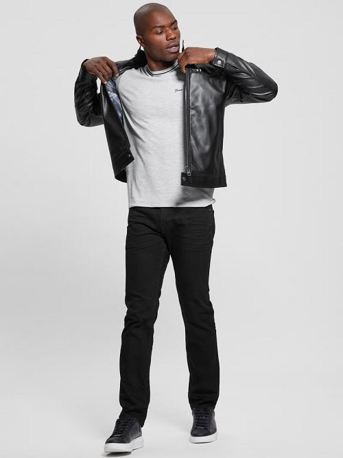 Guess Faux-Leather Biker Jacket Zwart | GUESS-SN30813