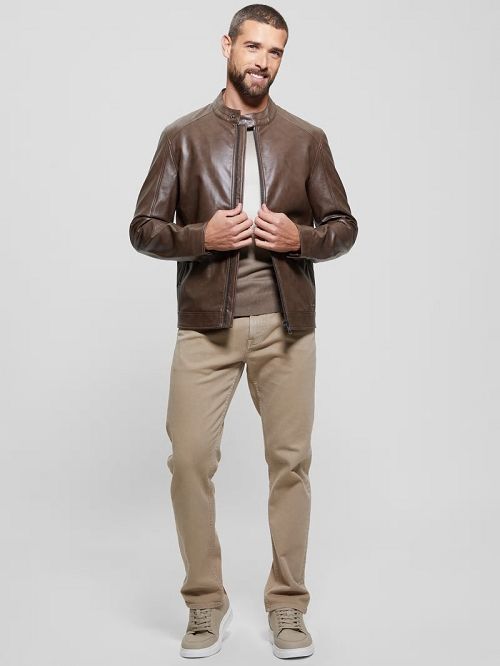 Guess Faux-Leather Moto Jacket Bruin | GUESS-SN30885