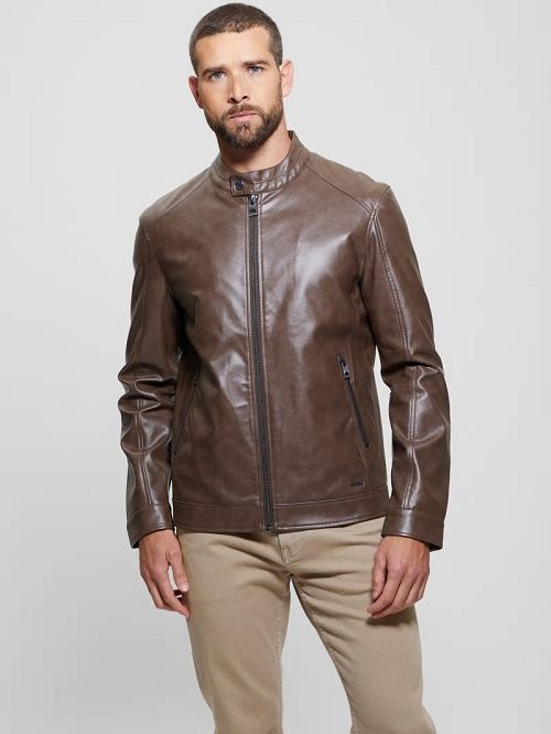 Guess Faux-Leather Moto Jacket Bruin | GUESS-SN30885