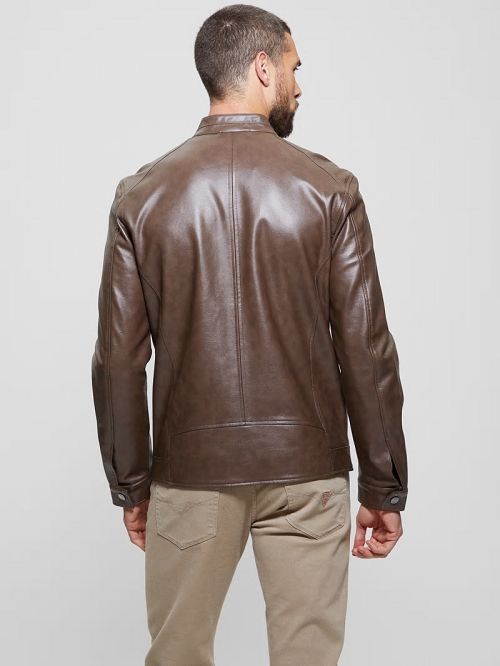 Guess Faux-Leather Moto Jacket Bruin | GUESS-SN30885