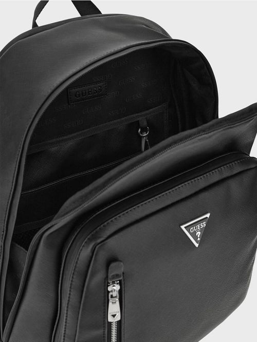 Guess Faux-Leather Saffiano Backpack Zwart | GUESS-SN31729